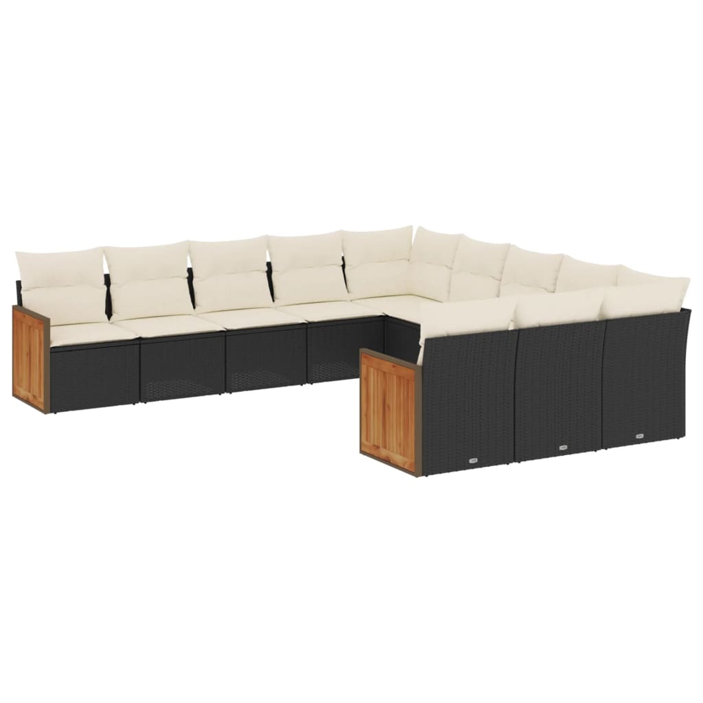 11-delige Loungeset met kussens poly rattan zwart is nu te koop bij PeponiXL, paradijselijk wonen!