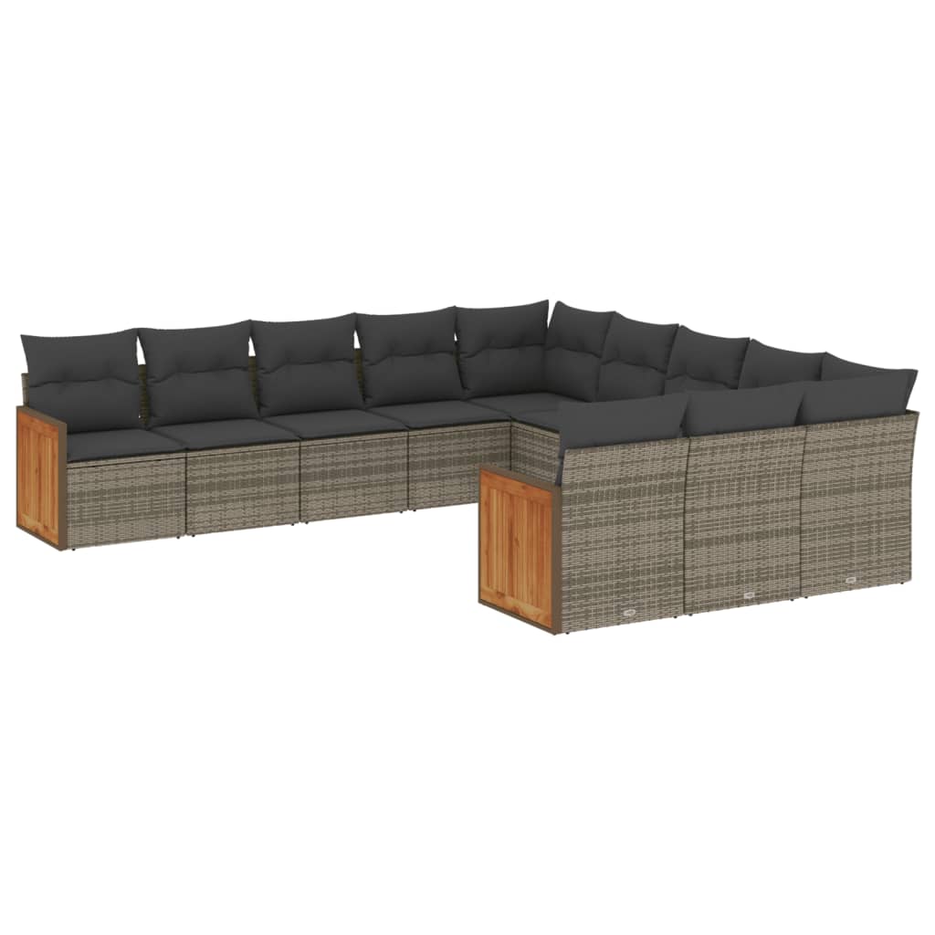 11-delige Loungeset met kussens poly rattan grijs is nu te koop bij PeponiXL, paradijselijk wonen!