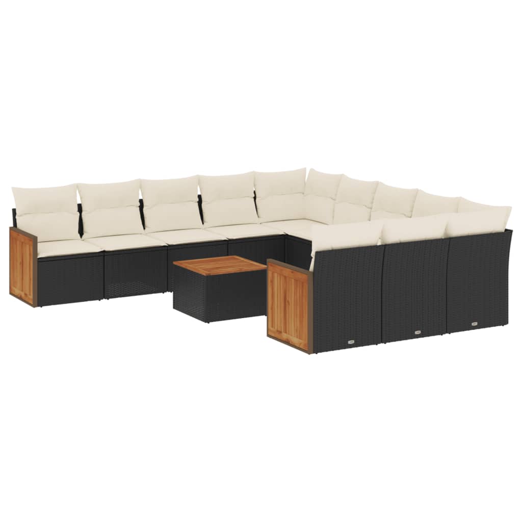 12-delige Loungeset met kussens poly rattan zwart is nu te koop bij PeponiXL, paradijselijk wonen!