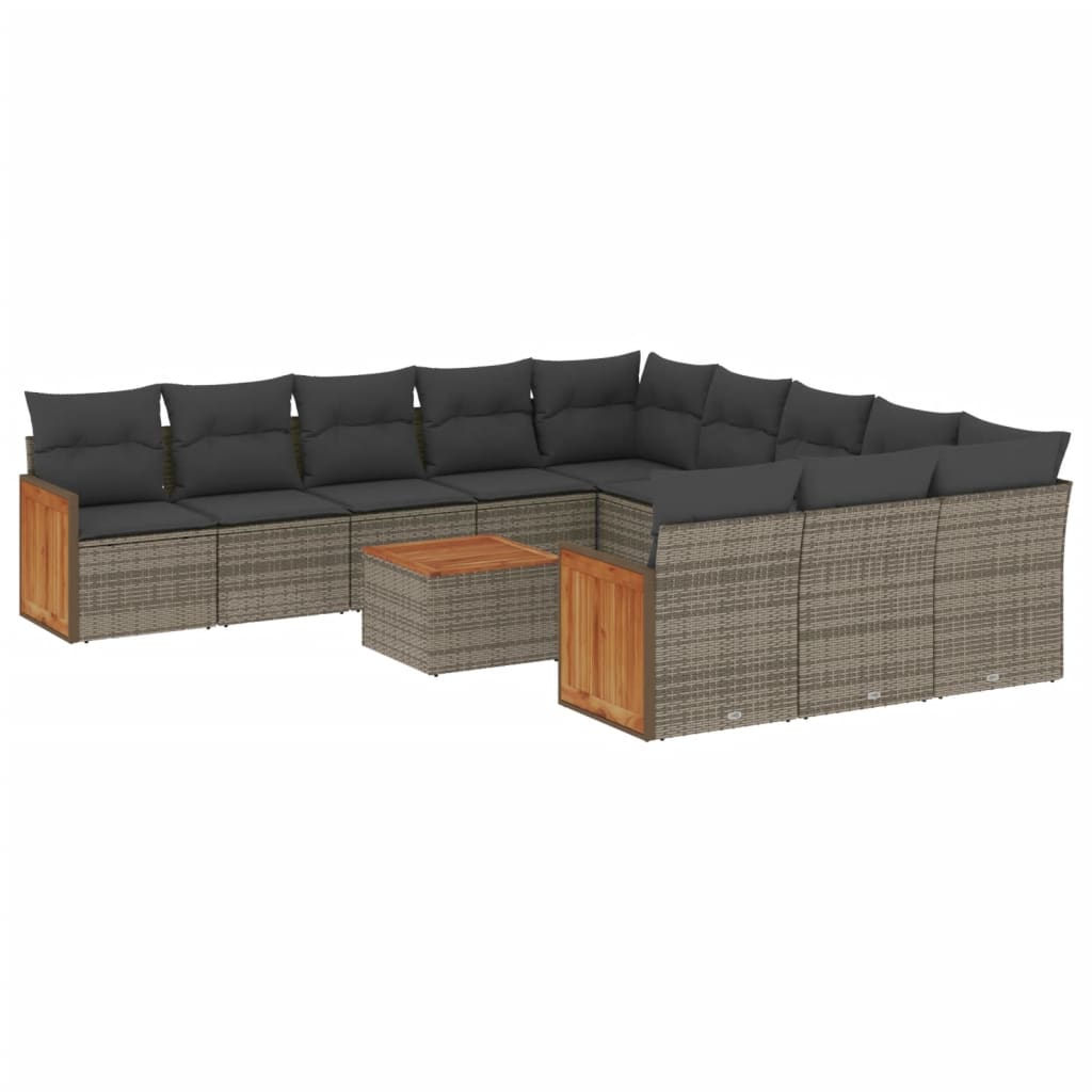 12-delige Loungeset met kussens poly rattan grijs is nu te koop bij PeponiXL, paradijselijk wonen!