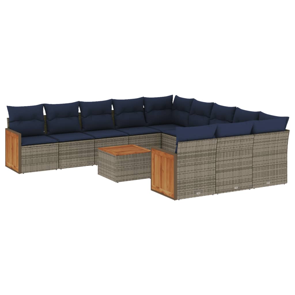 12-delige tuinbankset met kussens, grijs polyrotan is nu te koop bij PeponiXL, paradijselijk wonen!