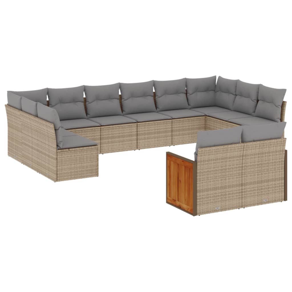 12-delige Loungeset met kussens poly rattan beige is nu te koop bij PeponiXL, paradijselijk wonen!