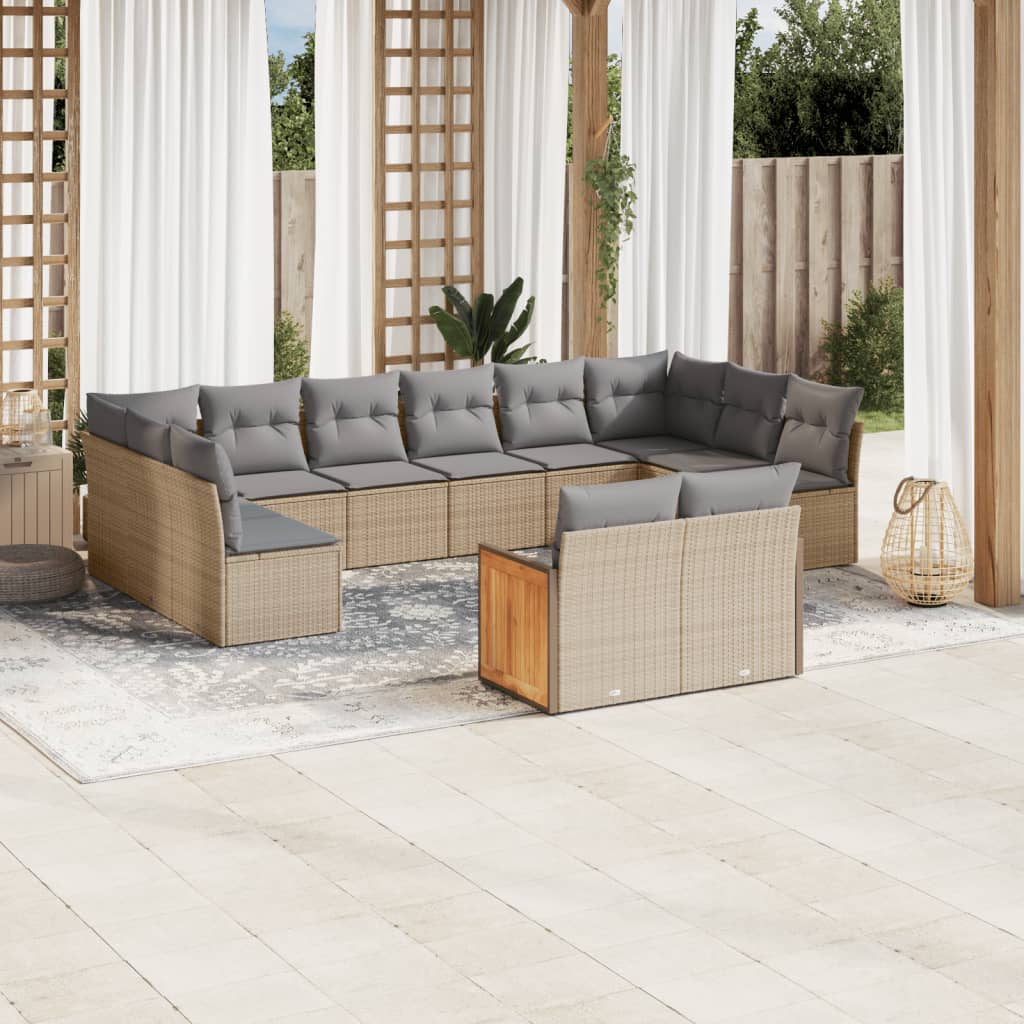 12-delige Loungeset met kussens poly rattan beige is nu te koop bij PeponiXL, paradijselijk wonen!