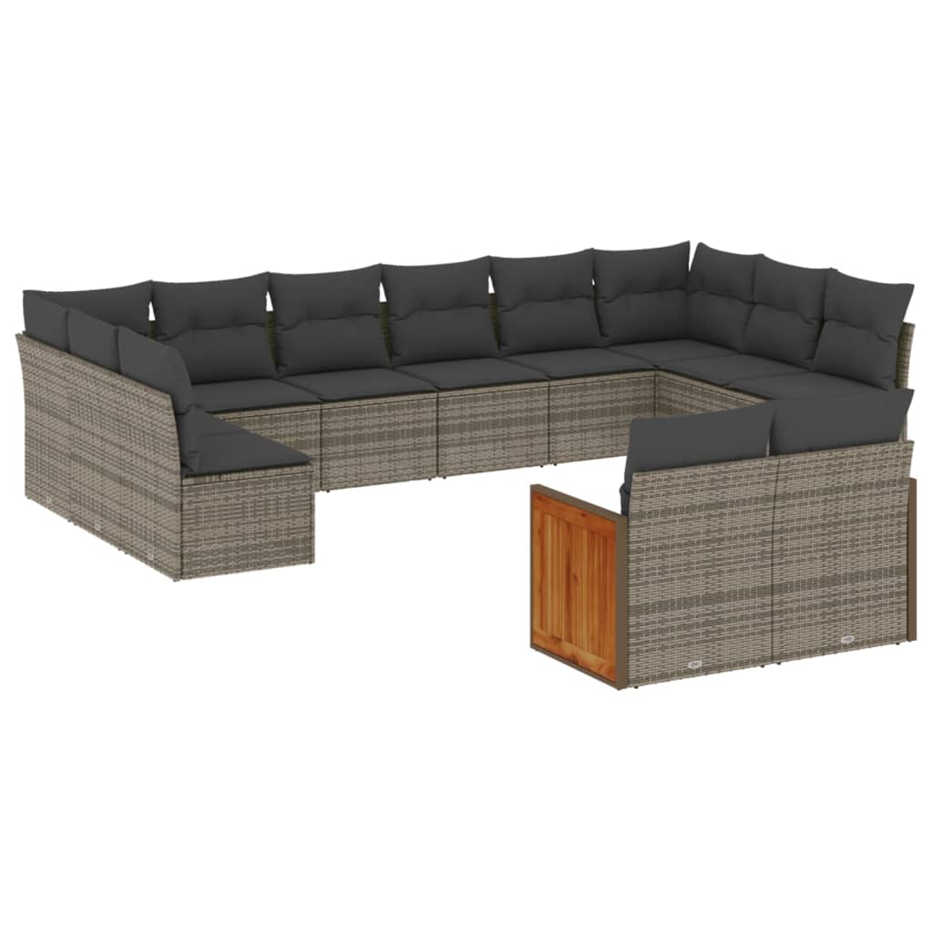12-delige Loungeset met kussens poly rattan grijs is nu te koop bij PeponiXL, paradijselijk wonen!