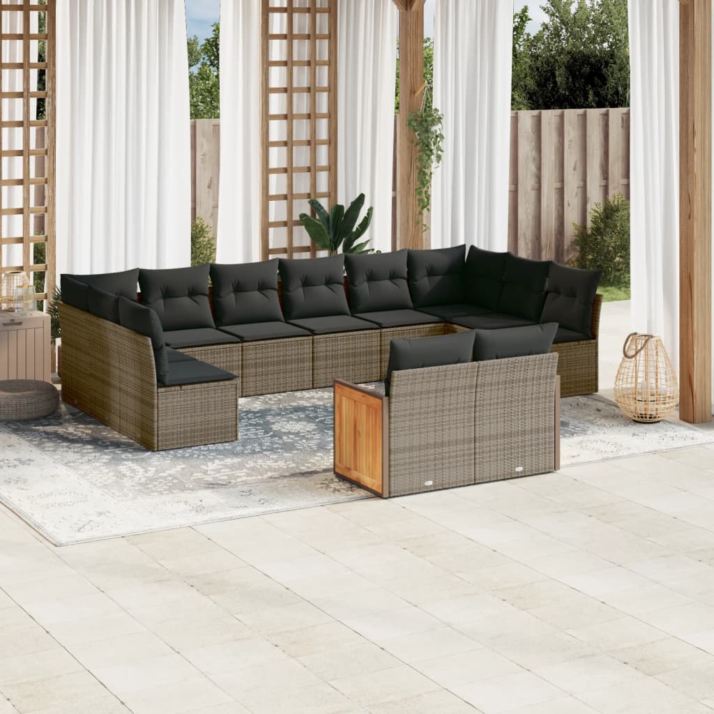 12-delige Loungeset met kussens poly rattan grijs is nu te koop bij PeponiXL, paradijselijk wonen!