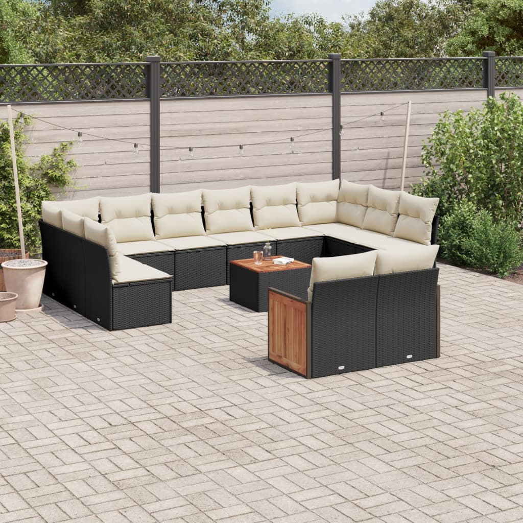 13-delige Loungeset met kussens poly rattan zwart is nu te koop bij PeponiXL, paradijselijk wonen!