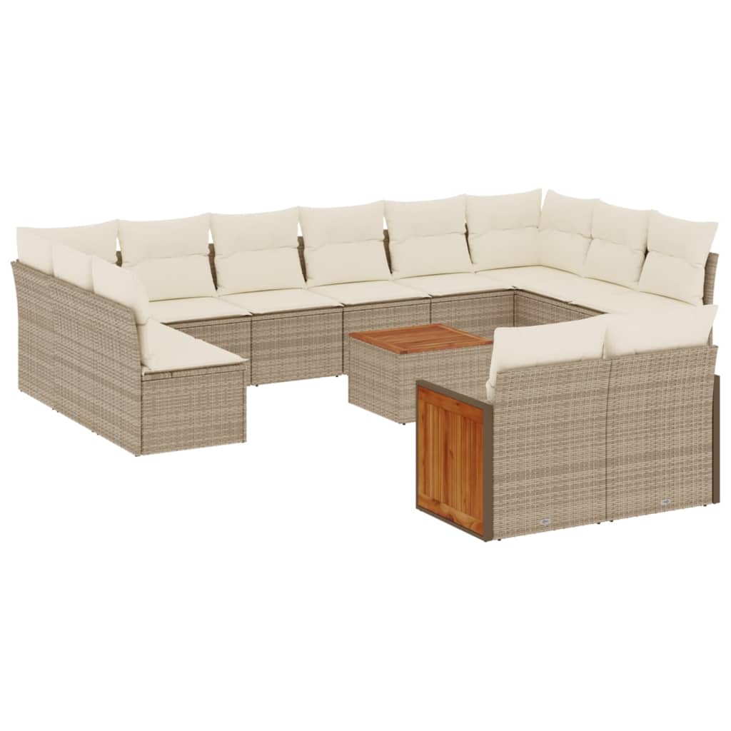 13-delige Loungeset met kussens poly rattan beige is nu te koop bij PeponiXL, paradijselijk wonen!