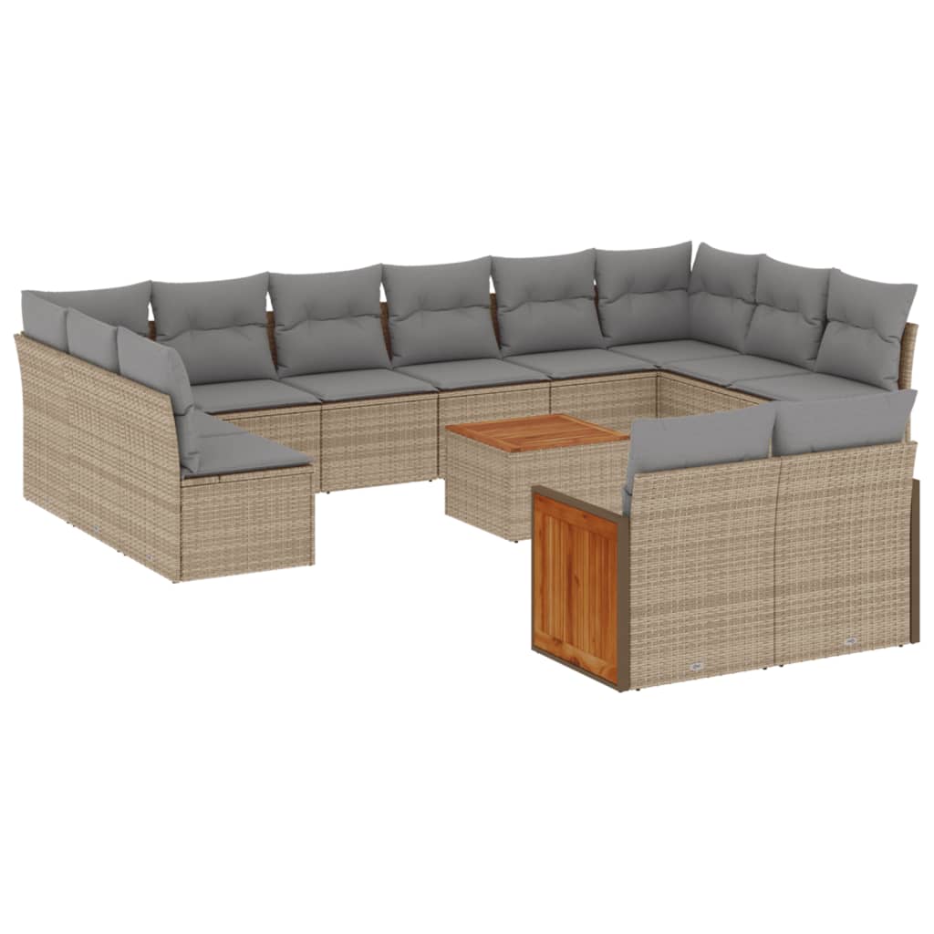 13-delige Loungeset met kussens poly rattan beige is nu te koop bij PeponiXL, paradijselijk wonen!