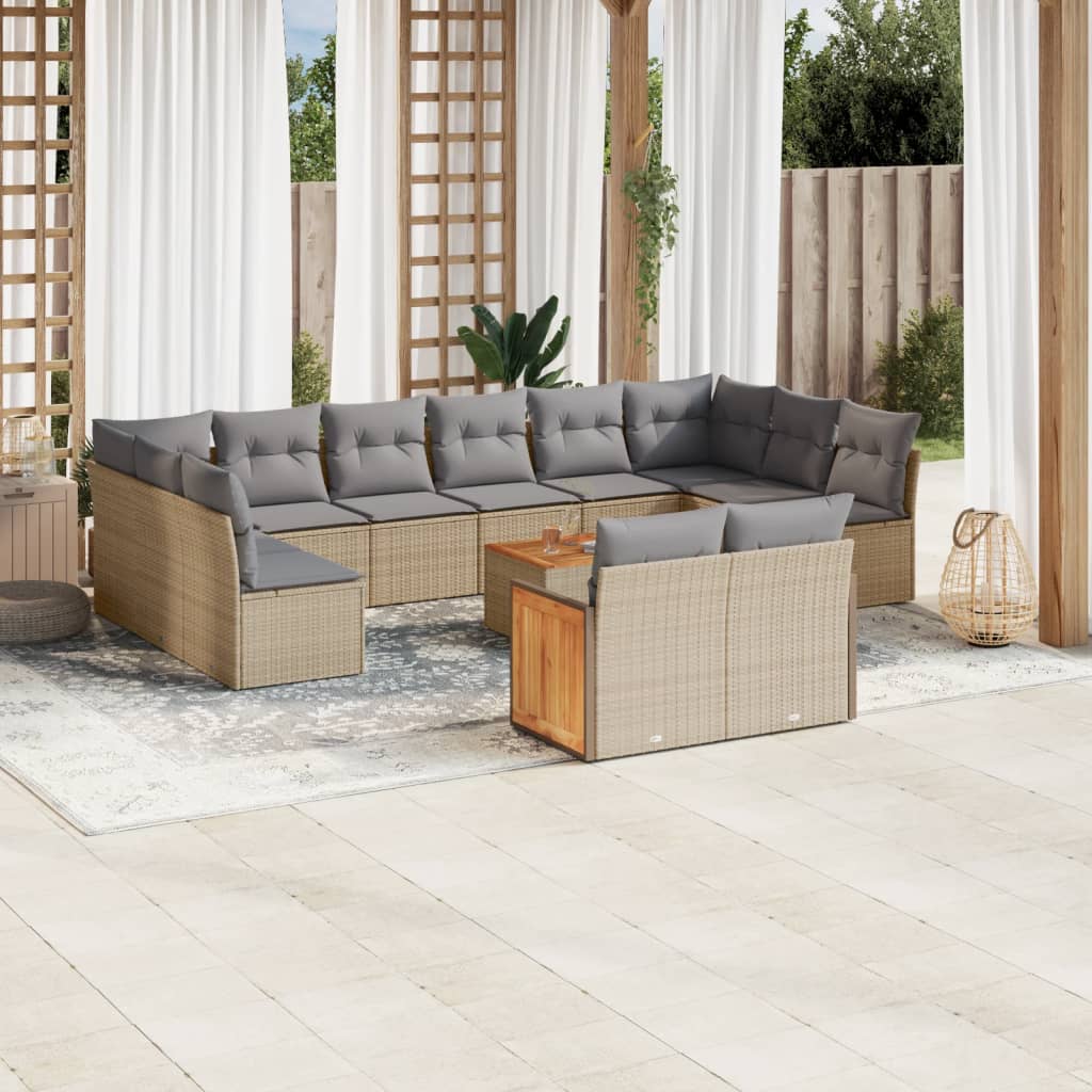 13-delige Loungeset met kussens poly rattan beige is nu te koop bij PeponiXL, paradijselijk wonen!
