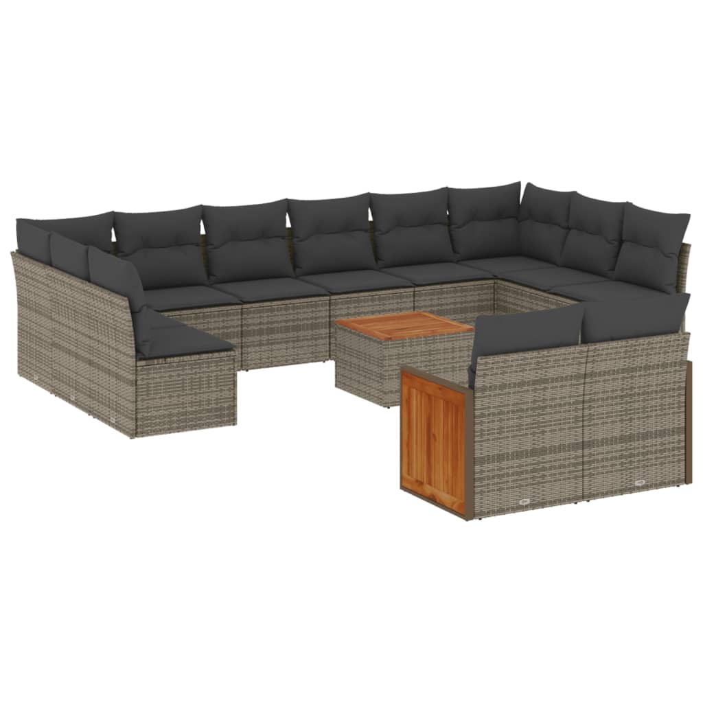 13-delige Loungeset met kussens poly rattan grijs is nu te koop bij PeponiXL, paradijselijk wonen!