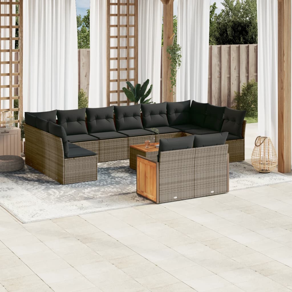 13-delige Loungeset met kussens poly rattan grijs is nu te koop bij PeponiXL, paradijselijk wonen!