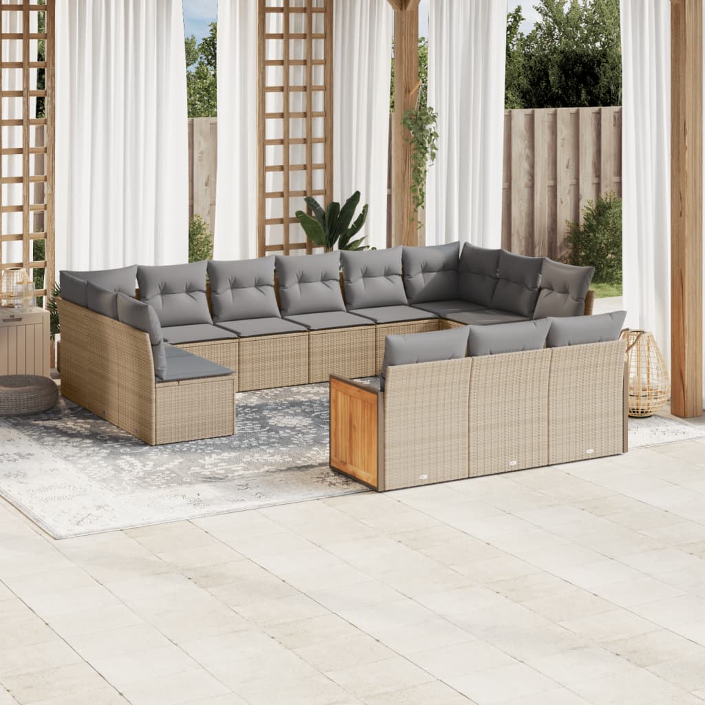 13-delige Loungeset met kussens poly rattan beige is nu te koop bij PeponiXL, paradijselijk wonen!