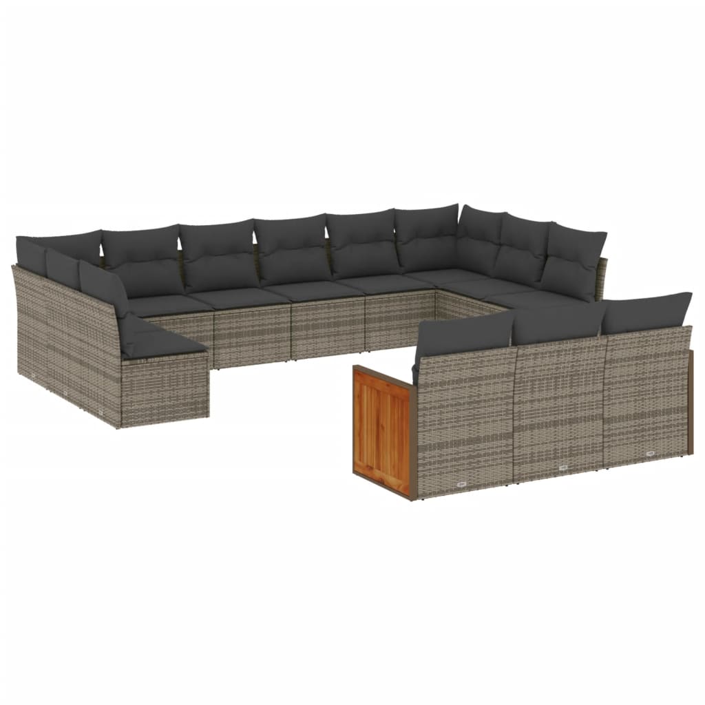 13-delige Loungeset met kussens poly rattan grijs is nu te koop bij PeponiXL, paradijselijk wonen!