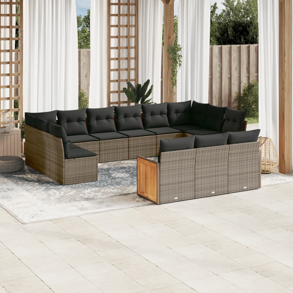 13-delige Loungeset met kussens poly rattan grijs is nu te koop bij PeponiXL, paradijselijk wonen!