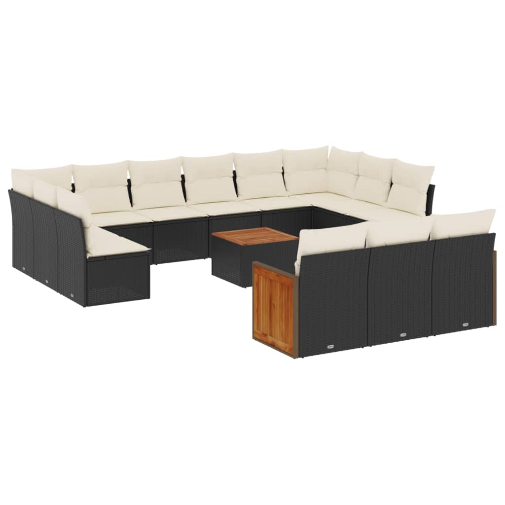 14-delige Loungeset met kussens poly rattan zwart is nu te koop bij PeponiXL, paradijselijk wonen!