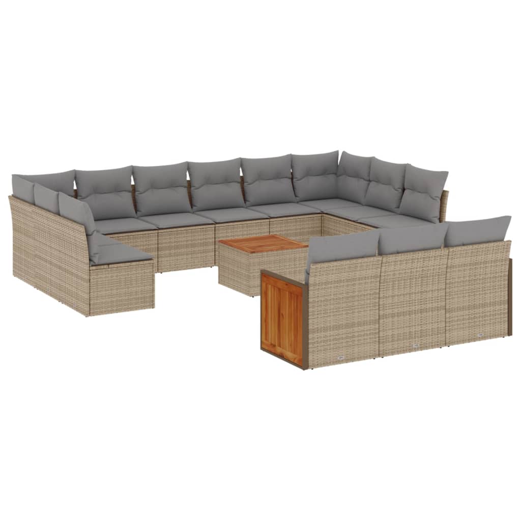 14-delige Loungeset met kussens poly rattan beige is nu te koop bij PeponiXL, paradijselijk wonen!