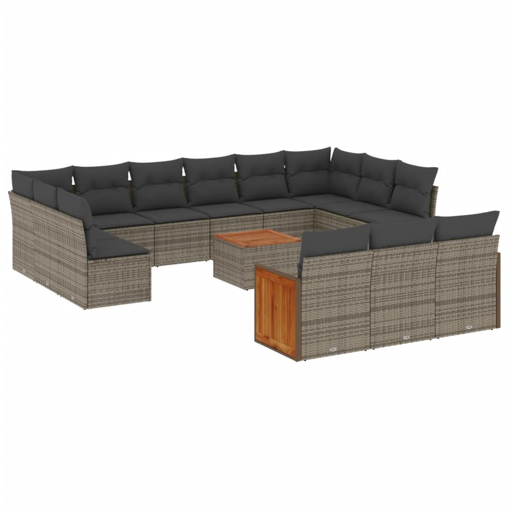 14-delige Loungeset met kussens poly rattan grijs is nu te koop bij PeponiXL, paradijselijk wonen!
