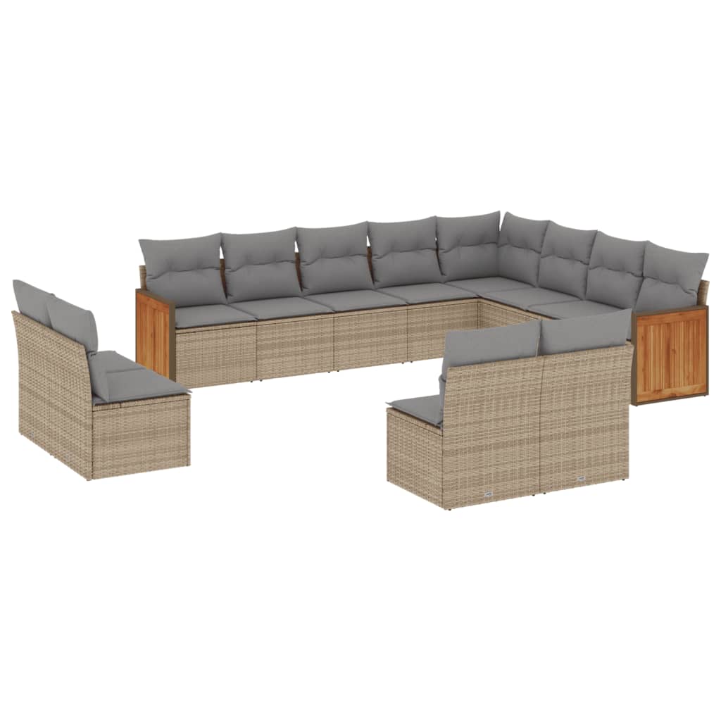 12-delige Loungeset met kussens poly rattan beige is nu te koop bij PeponiXL, paradijselijk wonen!