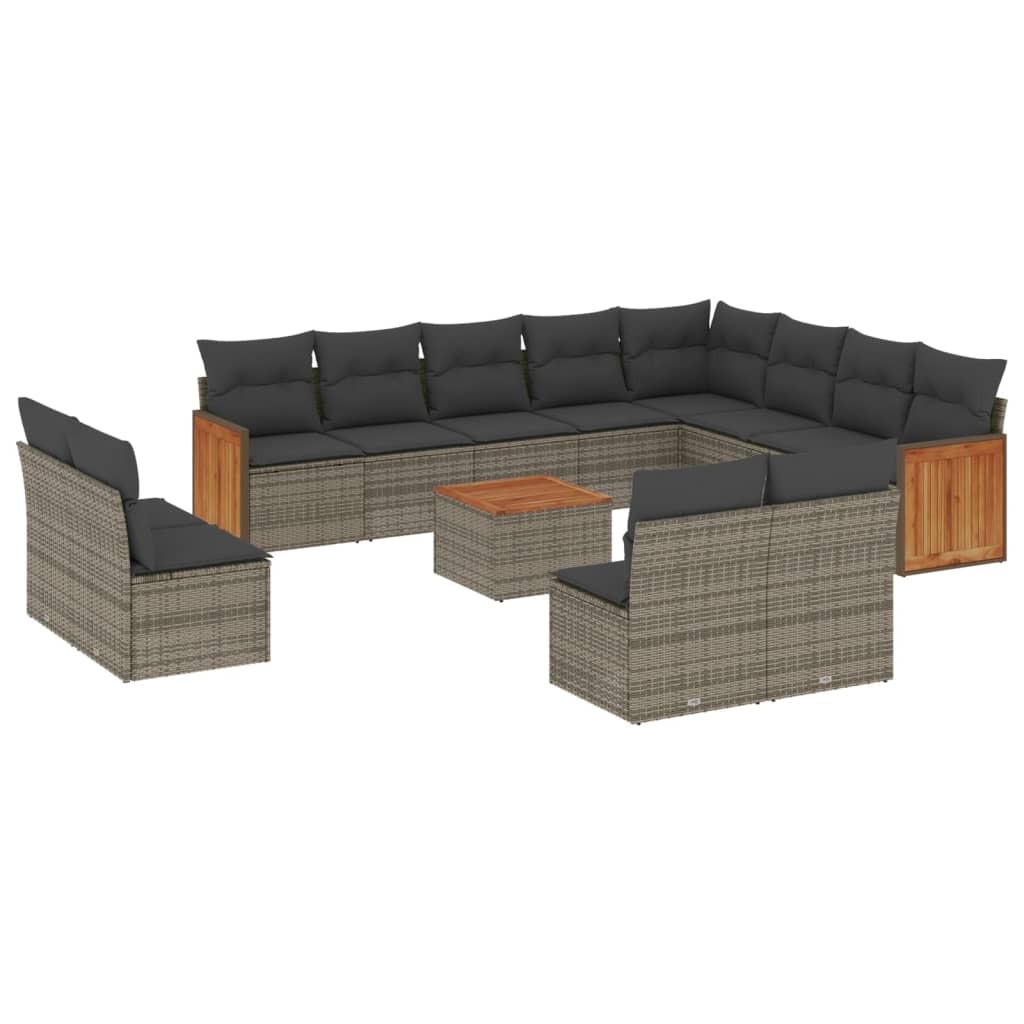 13-delige Loungeset met kussens poly rattan grijs is nu te koop bij PeponiXL, paradijselijk wonen!