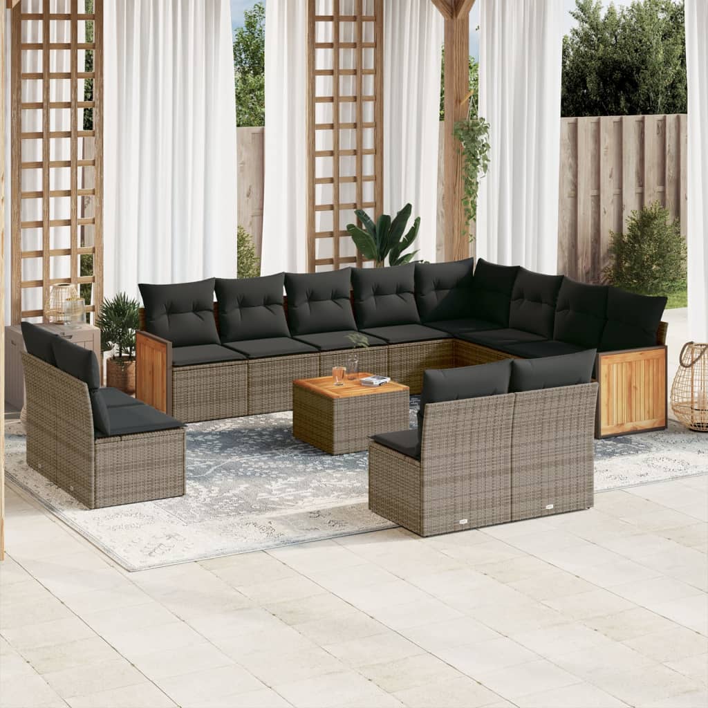 13-delige Loungeset met kussens poly rattan grijs is nu te koop bij PeponiXL, paradijselijk wonen!