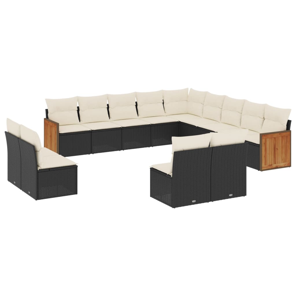 13-delige Loungeset met kussens poly rattan zwart is nu te koop bij PeponiXL, paradijselijk wonen!