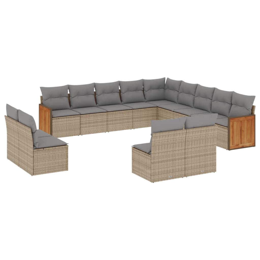 13-delige Loungeset met kussens poly rattan beige is nu te koop bij PeponiXL, paradijselijk wonen!
