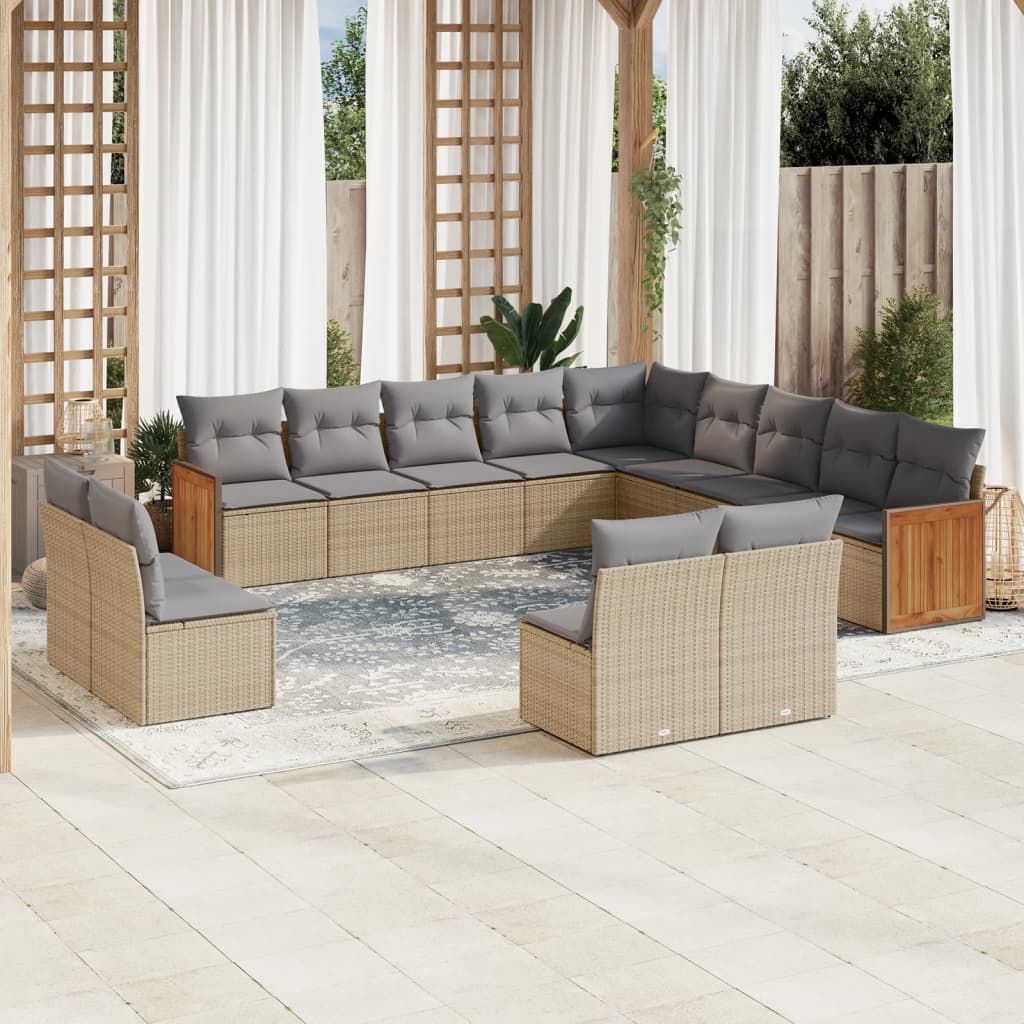 13-delige Loungeset met kussens poly rattan beige is nu te koop bij PeponiXL, paradijselijk wonen!
