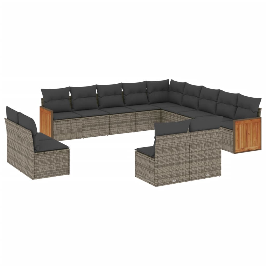 13-delige Loungeset met kussens poly rattan grijs is nu te koop bij PeponiXL, paradijselijk wonen!