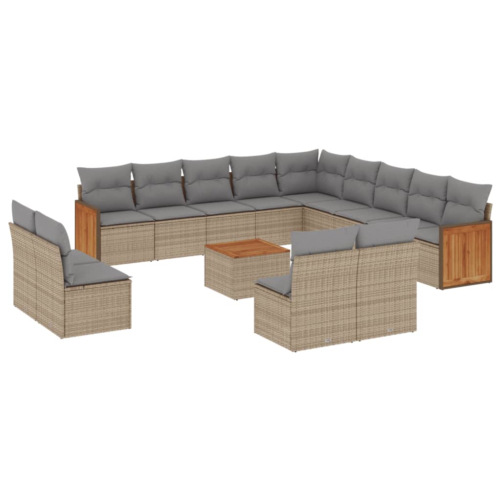 14-delige Loungeset met kussens poly rattan beige is nu te koop bij PeponiXL, paradijselijk wonen!