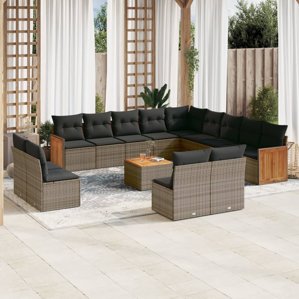 14-delige Loungeset met kussens poly rattan grijs is nu te koop bij PeponiXL, paradijselijk wonen!