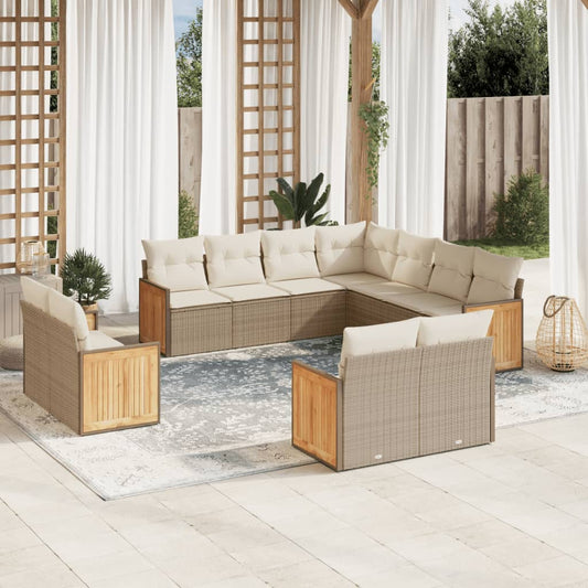 11-delige Tuinset met kussens poly rattan beige is nu te koop bij PeponiXL, paradijselijk wonen!