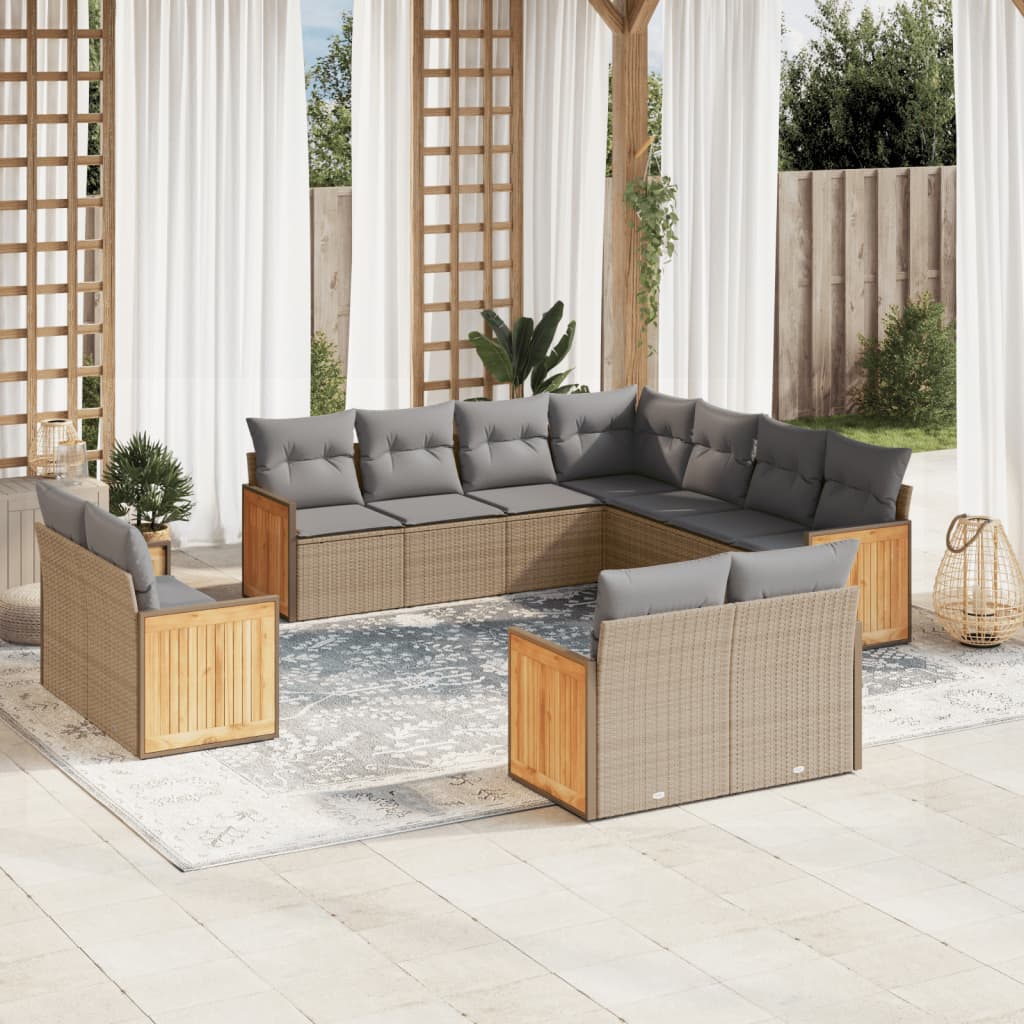 11-delige Tuinset met kussens poly rattan beige is nu te koop bij PeponiXL, paradijselijk wonen!