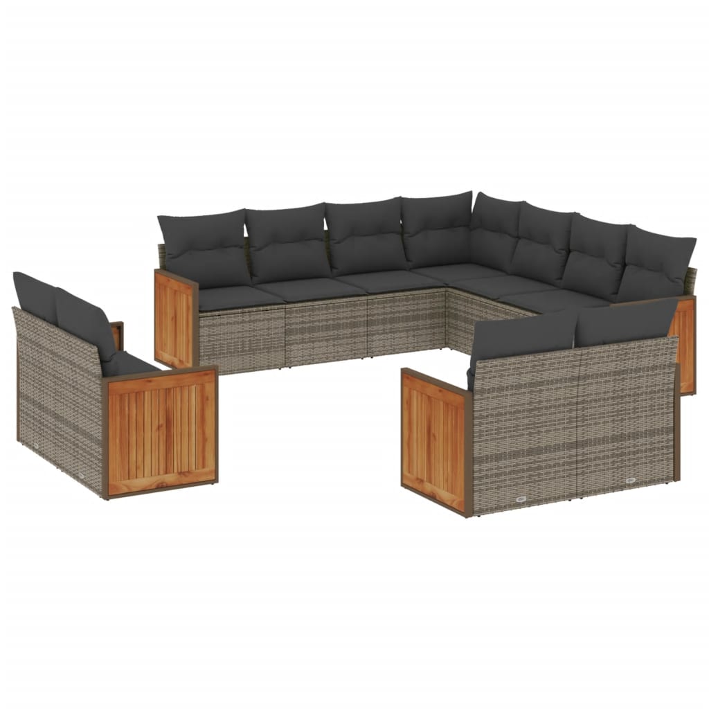11-delige Loungeset met kussens poly rattan grijs is nu te koop bij PeponiXL, paradijselijk wonen!