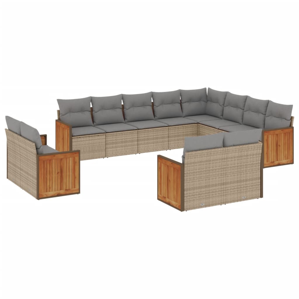 12-delige Loungeset met kussens poly rattan beige is nu te koop bij PeponiXL, paradijselijk wonen!