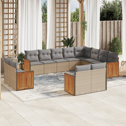 12-delige Loungeset met kussens poly rattan beige is nu te koop bij PeponiXL, paradijselijk wonen!