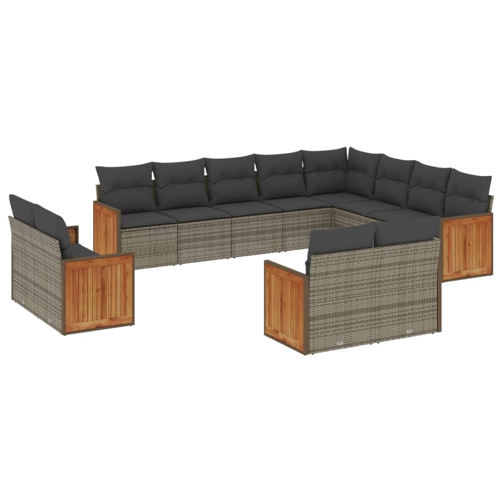 12-delige Loungeset met kussens poly rattan grijs is nu te koop bij PeponiXL, paradijselijk wonen!