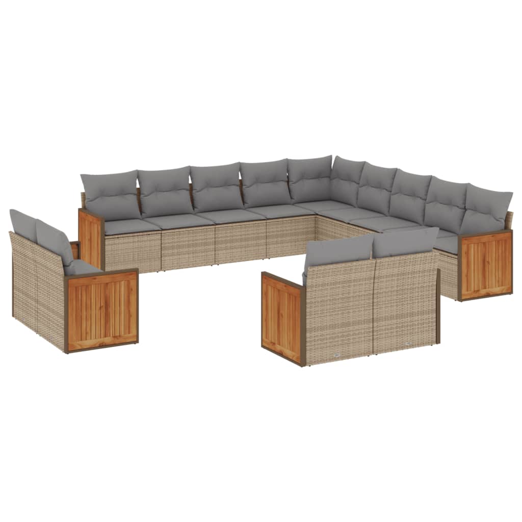 13-delige Loungeset met kussens poly rattan beige is nu te koop bij PeponiXL, paradijselijk wonen!