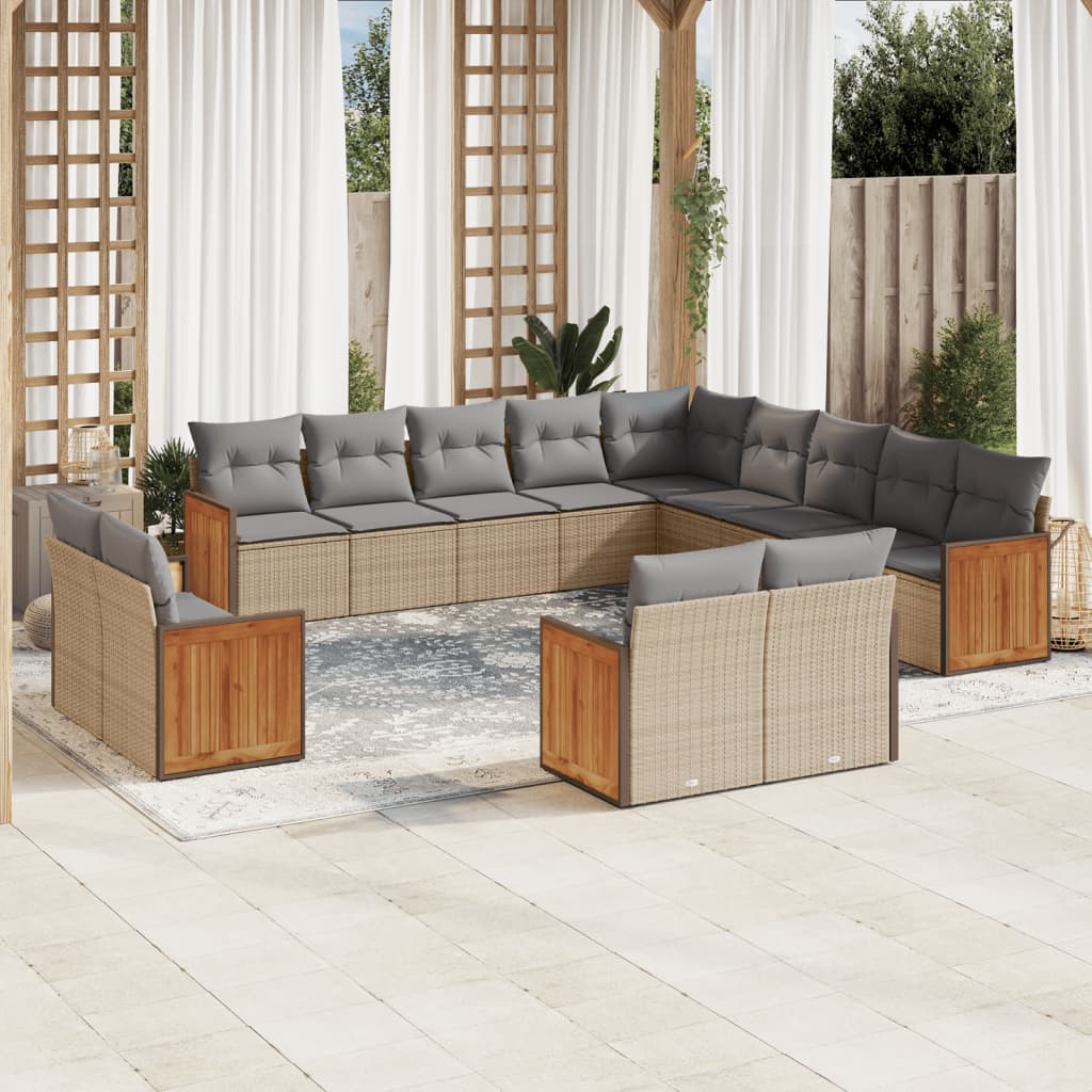 13-delige Loungeset met kussens poly rattan beige is nu te koop bij PeponiXL, paradijselijk wonen!
