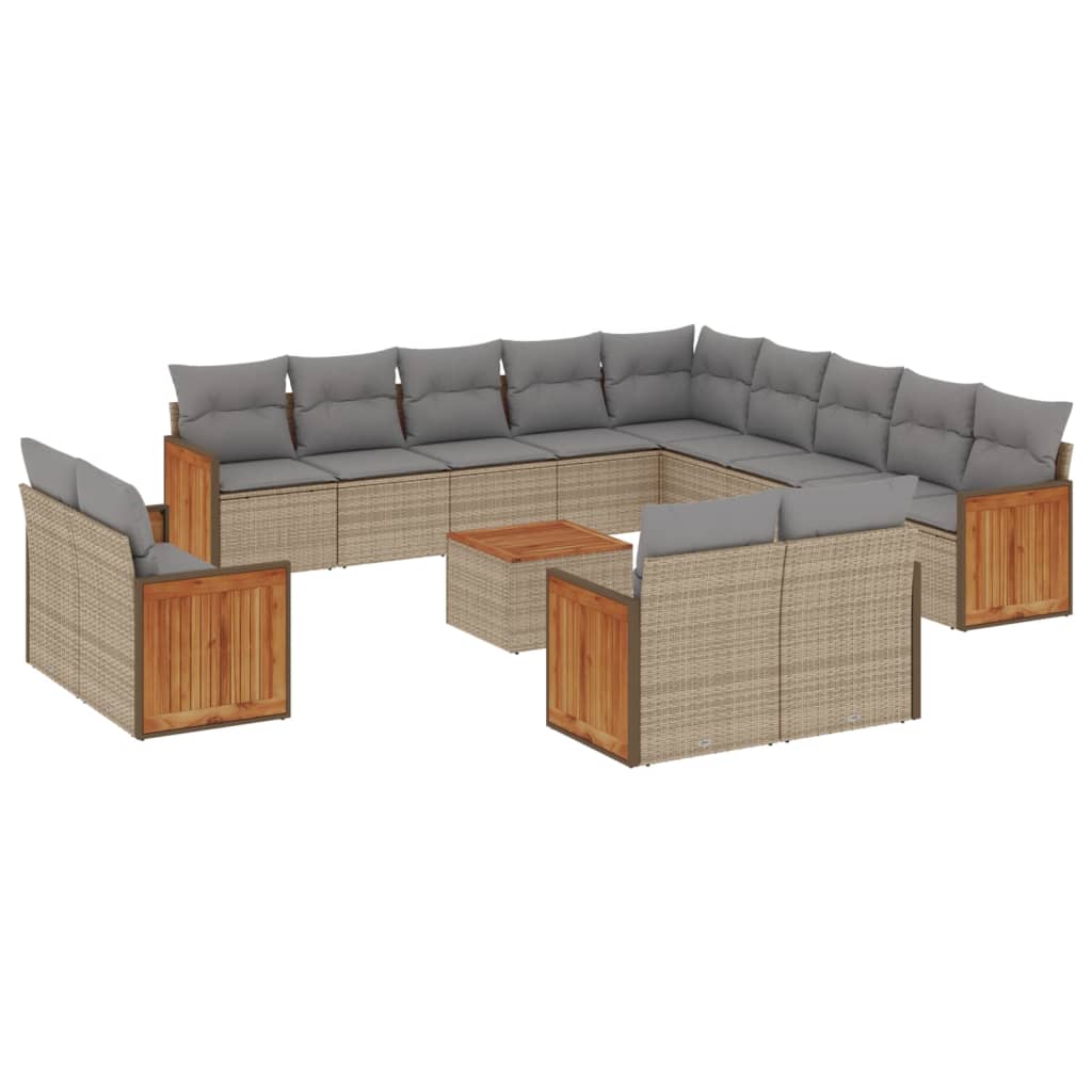 14-delige Loungeset met kussens poly rattan beige is nu te koop bij PeponiXL, paradijselijk wonen!
