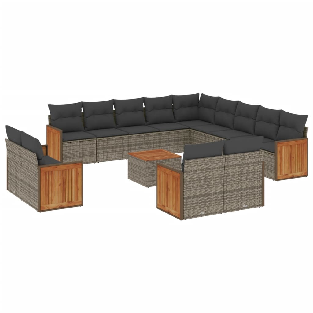 14-delige Loungeset met kussens poly rattan grijs is nu te koop bij PeponiXL, paradijselijk wonen!