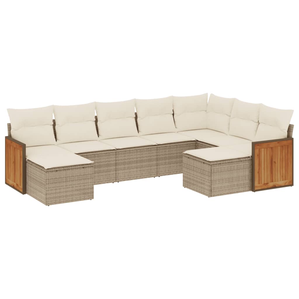 9-delige Loungeset met kussens poly rattan beige is nu te koop bij PeponiXL, paradijselijk wonen!