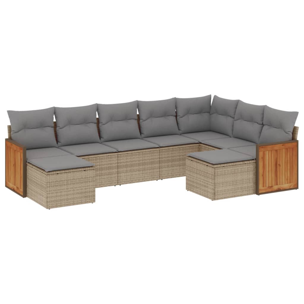 9-delige Loungeset met kussens poly rattan beige is nu te koop bij PeponiXL, paradijselijk wonen!
