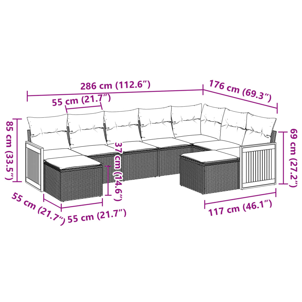 9-delige Loungeset met kussens poly rattan beige is nu te koop bij PeponiXL, paradijselijk wonen!