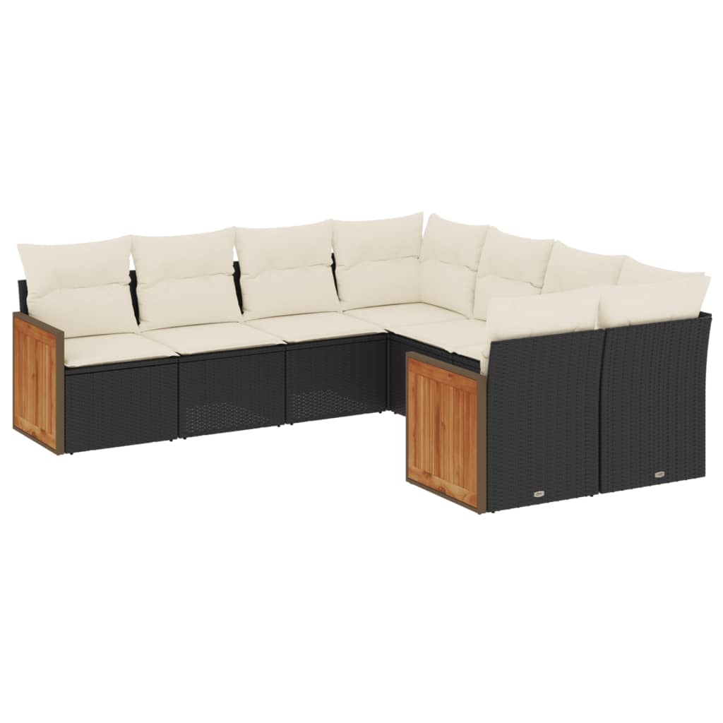 8-delige Loungeset met kussens poly rattan zwart is nu te koop bij PeponiXL, paradijselijk wonen!