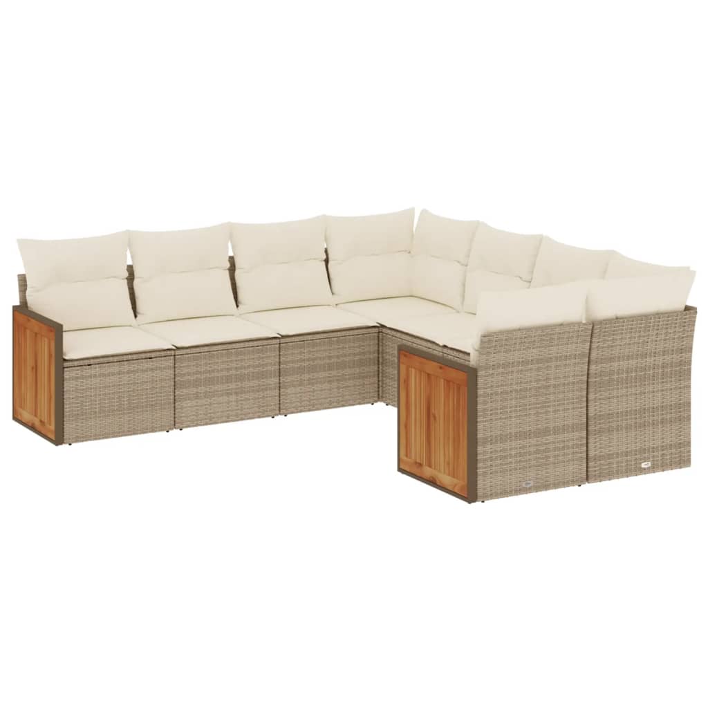 8-delige Loungeset met kussens poly rattan beige is nu te koop bij PeponiXL, paradijselijk wonen!