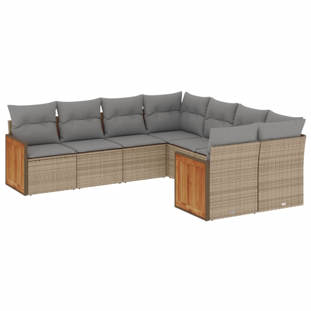 8-delige Loungeset met kussens poly rattan beige is nu te koop bij PeponiXL, paradijselijk wonen!