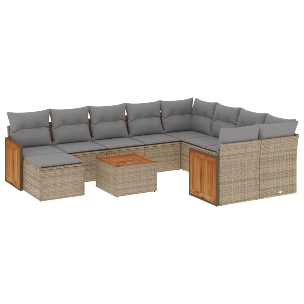 11-delige Tuinset met kussens poly rattan beige is nu te koop bij PeponiXL, paradijselijk wonen!
