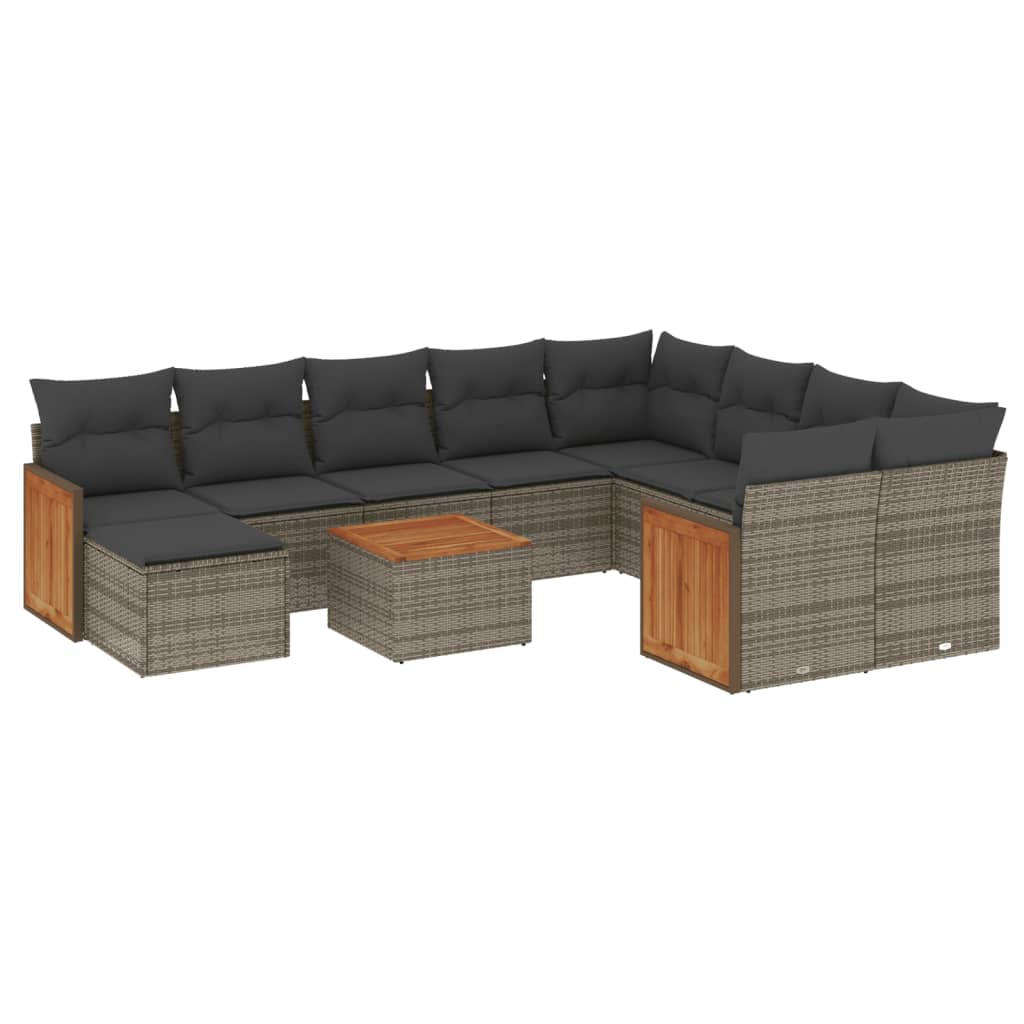 11-delige Loungeset met kussens poly rattan grijs is nu te koop bij PeponiXL, paradijselijk wonen!