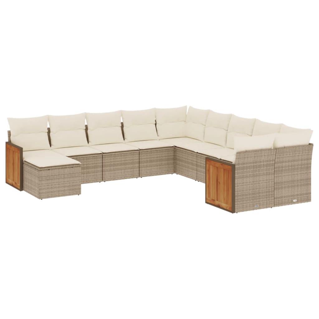 11-delige Tuinset met kussens poly rattan beige is nu te koop bij PeponiXL, paradijselijk wonen!