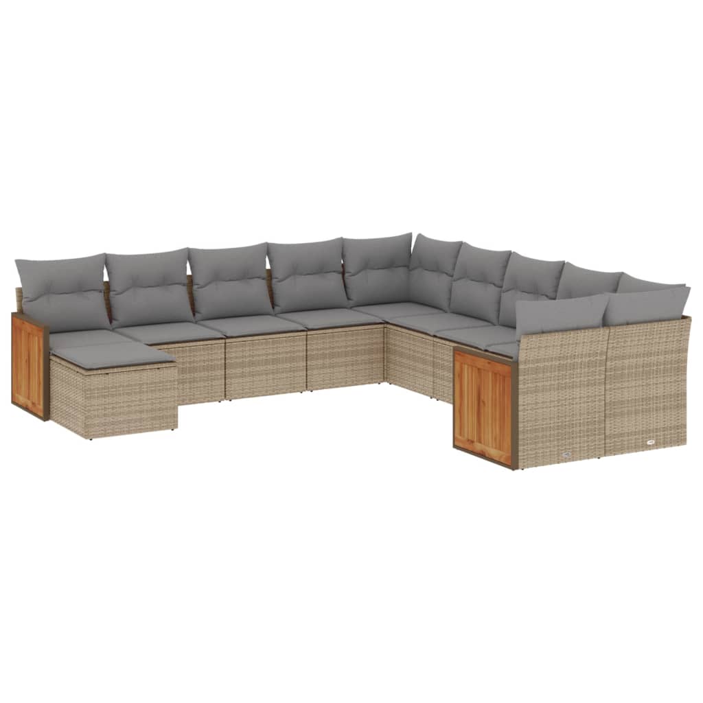 11-delige Tuinset met kussens poly rattan beige is nu te koop bij PeponiXL, paradijselijk wonen!